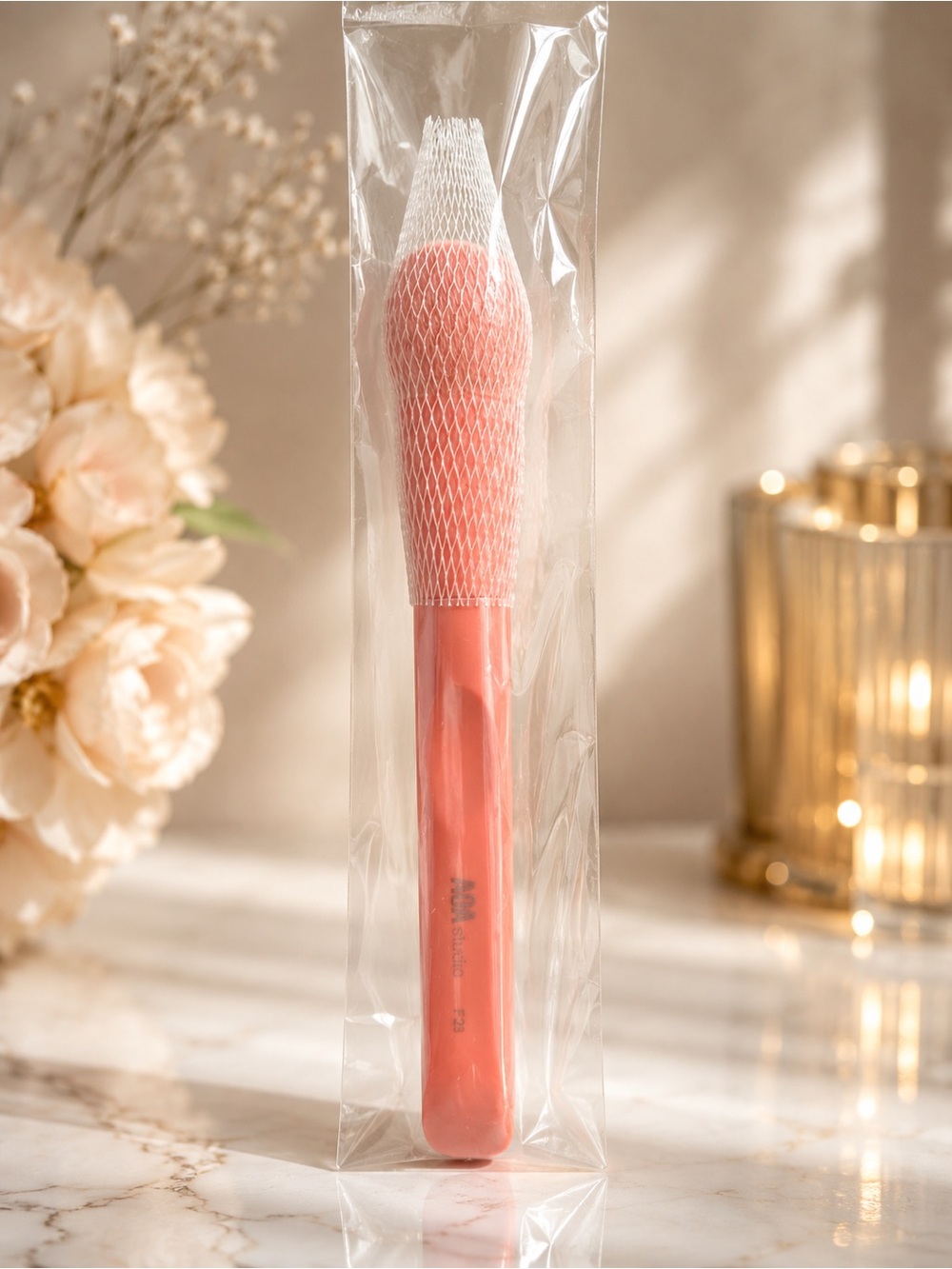 Makeup Powder Brush - Coral Pink Setting Brush